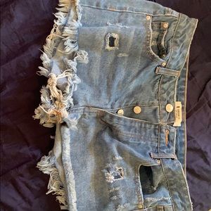 Light blue jean shorts
